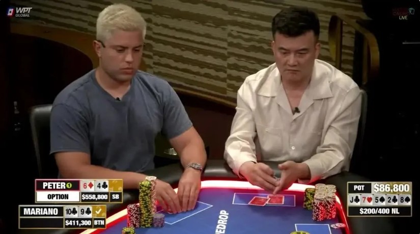 Mariano和Peter河牌同时中顺，打出90万美元巨池