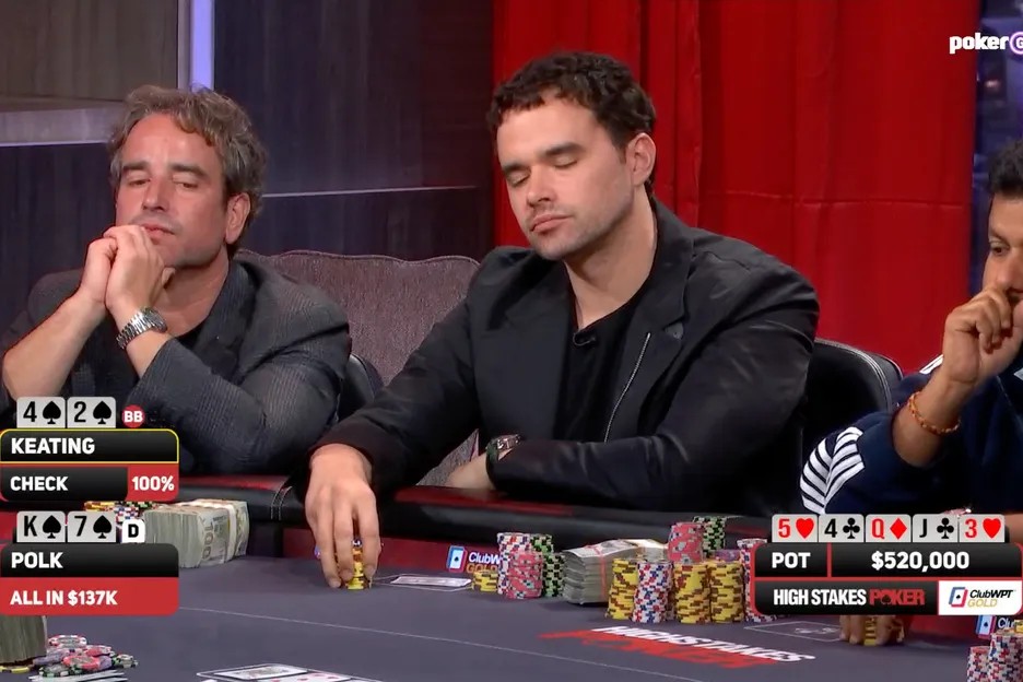 Alan Keating底对跟注Doug Polk河牌全下，拿下65万刀巨池