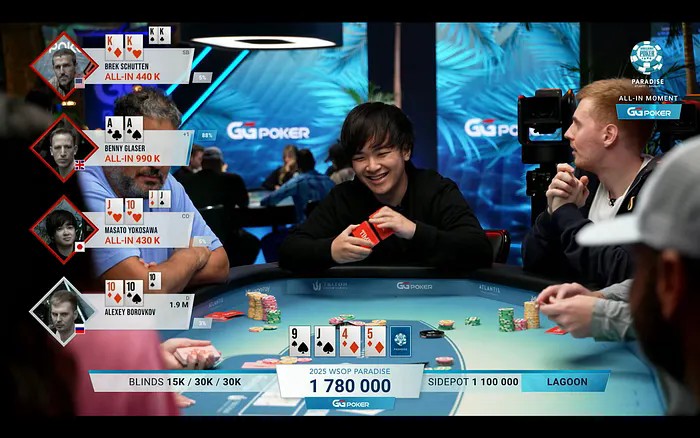 四家全下!AA、KK、TT、同花JT,谁是最后赢家?