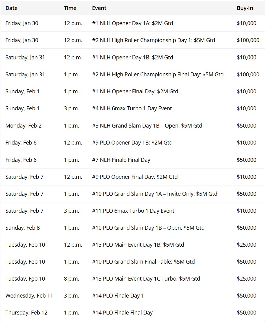 Onyx高额买入系列赛完整赛程