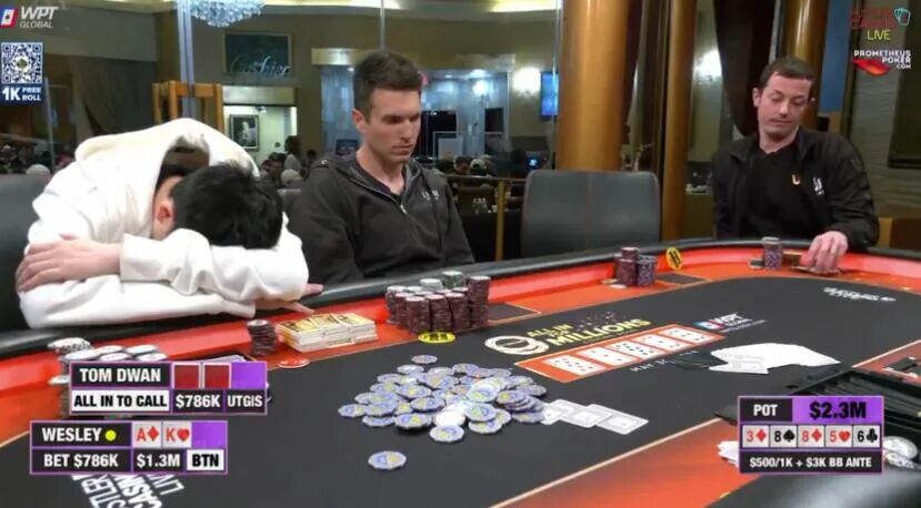 在等待Dwan做决定的时候,Wesley一直趴在桌子上